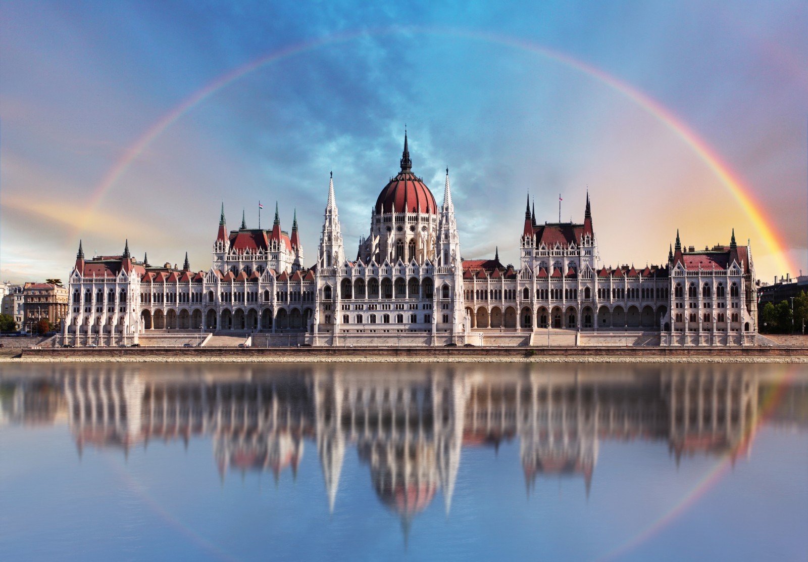 The Hungarian Parliament Building on the bank of the Danube in Budapest.
