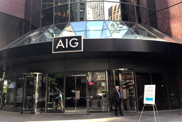 AIG logo at company office entrance